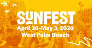 Poster for Sunfest 2020, bright yellow